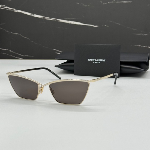 NEW SL637 003 SAINT LAURENT GOLD WOMEN SUNGLASSES SL 637 001 SAINT LAURENT - Picture 1 of 12